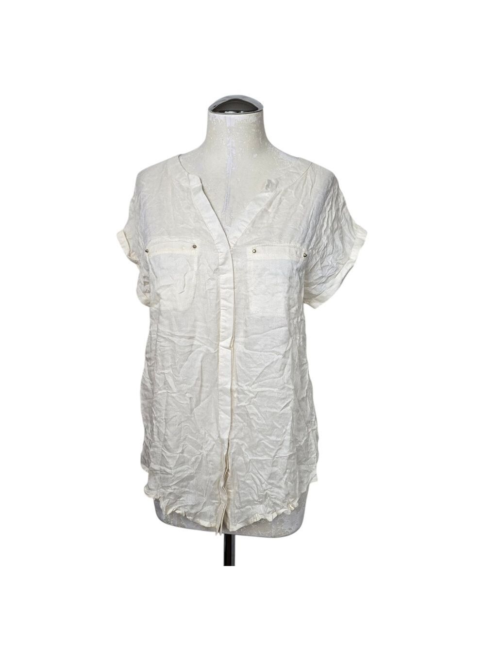 Hoity Toity Off White V Neck Blouse S